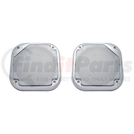 40914 by UNITED PACIFIC - Speaker Cover - Pair, Chrome, 5-1/2" Square, for Various Freightliner and Kenworth Models