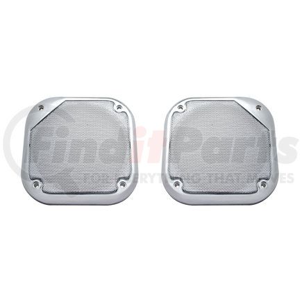 40914 by UNITED PACIFIC - Speaker Cover - Chrome, 5.5", Square, for Various Freightliner/Kenworth Models