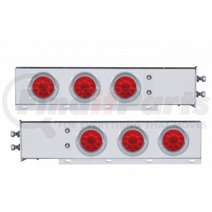 61732 by UNITED PACIFIC - Light Bar - Stainless Steel, Spring Loaded, Rear, Stop/Turn/Tail Light, Red LED/Red Lens, with 2" Bolt Pattern, with Chrome Bezels and Visors, 10 LED per Light