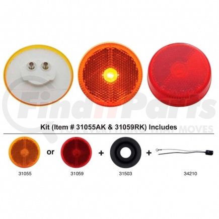 31055AK by UNITED PACIFIC - Clearance/Marker Light - Incandescent, Amber/Polycarbonate Lens, 2.5", with Reflector