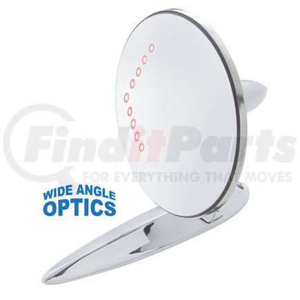 C555728-LEDCVX by UNITED PACIFIC - Door Mirror - Convex, Exterior, with LED Turn Signal Arrow, for 1955-1957 Chevy Passenger Car
