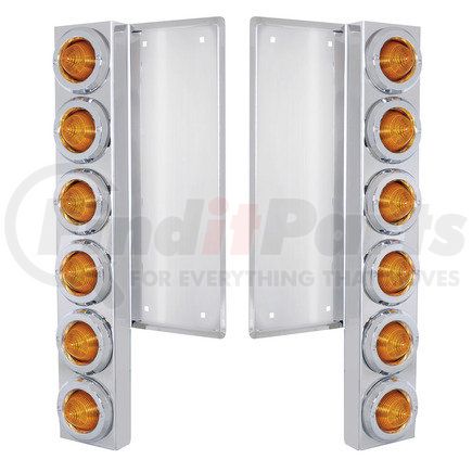 37323 by UNITED PACIFIC - Air Cleaner Light Bar - Front, Stainless Steel, with Bracket, Clearance/Marker Light, Amber LED and Lens, with Chrome Bezels, 9 LED Per Light, for Freightliner