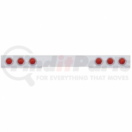 62778 by UNITED PACIFIC - Light Bar - Rear, One-Piece, Stainless Steel, Reflector/Stop/Turn/Tail Light, Red LED and Lens, with Chrome Bezels, 7 LED Per Light