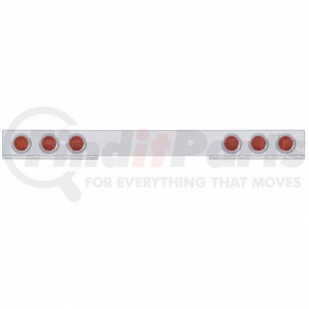 62419 by UNITED PACIFIC - Light Bar - Rear, One-Piece, Stainless Steel, Reflector/Stop/Turn/Tail Light, Red LED and Lens, with Chrome Bezels, 12 LED Per Light