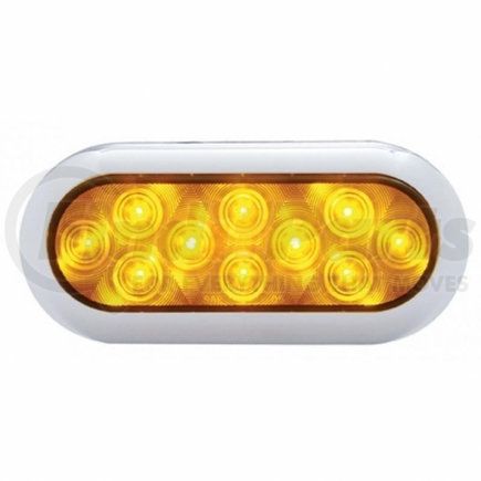 38901B by UNITED PACIFIC - Turn Signal Light - 10 LED 6" Oval Flange Mount, with Chrome Bezel, Amber LED/Amber Lens