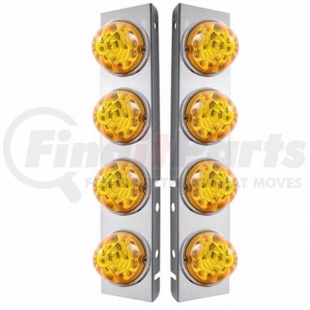 39628 by UNITED PACIFIC - Air Cleaner Light Box Panel - Stainless Steel, 8 Cutouts, Amber LED/Lens, Reflector Watermelon Lights, with Bezel