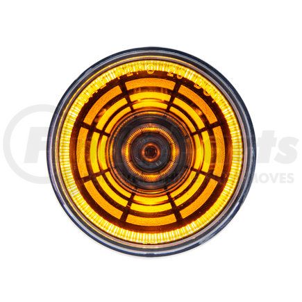 36576 by UNITED PACIFIC - Clearance/Marker Light - 4 LED, 2" Round, Abyss Lens Design, with Plastic Housing, Amber LED/Clear Lens