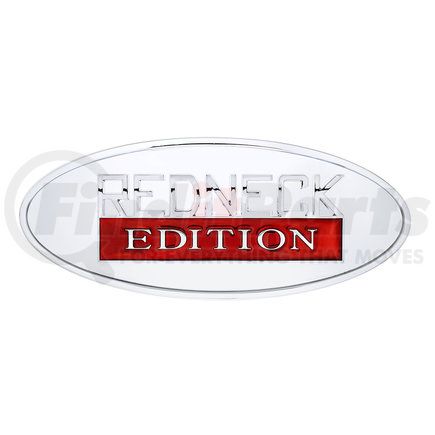 11019 by UNITED PACIFIC - Emblem - Chrome, Oval, "Redneck Edition"