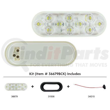 36679BCK by UNITED PACIFIC - Back Up Light Kit - 20 LED, 6" Oval, "Competition Series"