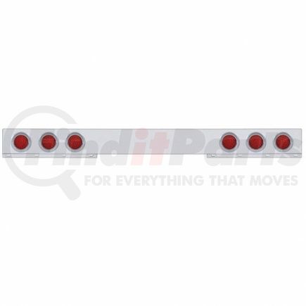61649 by UNITED PACIFIC - Light Bar - Rear, One-Piece, Stainless Steel, Stop/Turn/Tail Light, Red LED and Lens, with Chrome Bezels and Visors, 36 LED Per Light