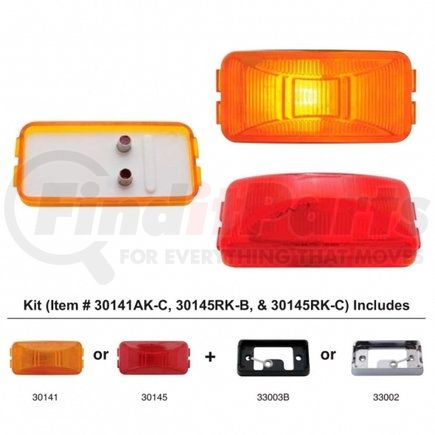 30145RK-C by UNITED PACIFIC - Clearance/Marker Light - Incandescent, Red/Polycarbonate Lens, with Rectangle Design