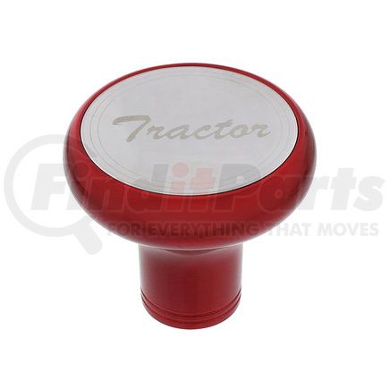 22967 by UNITED PACIFIC - Air Brake Valve Control Knob - "Tractor", Deluxe, Aluminum, Screw-On, with Stainless Plaque, Candy Red