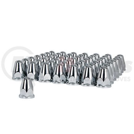 10060CB by UNITED PACIFIC - Wheel Lug Nut Cover Set - 33mm x 2 5/8" Chrome Plastic Bullet Nut Cover with Flange - Push-On (60 Pack)