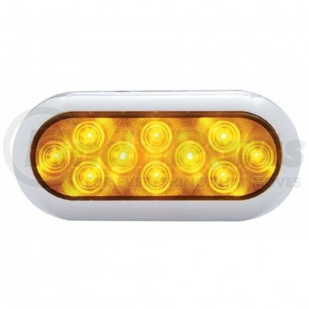 38901 by UNITED PACIFIC - Turn Signal Light - 10 LED 6" Oval Flange Mount, with Bezel, Amber LED/Amber Lens