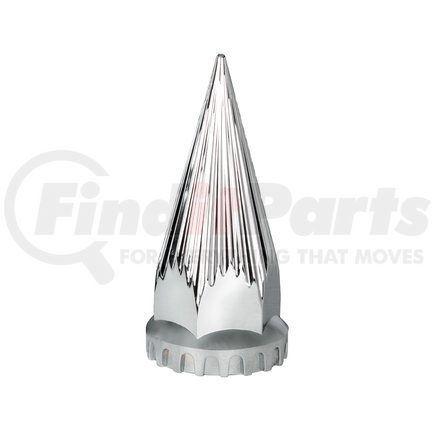 10583B by UNITED PACIFIC - Wheel Lug Nut Cover - 33mm x 4.75", Chrome, Plastic, Razor, with Flange, Thread-On