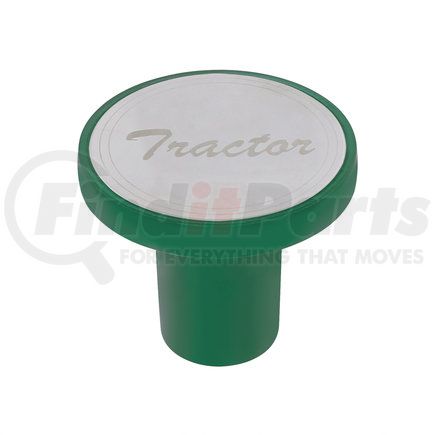 22980 by UNITED PACIFIC - Air Brake Valve Control Knob - "Tractor", Aluminum, Screw-On, with Stainless Plaque, Emerald Green
