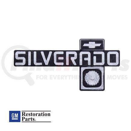 110916 by UNITED PACIFIC - Emblem - "Silverado", Dash Mount, For 1981-1987 Chevrolet Trucks