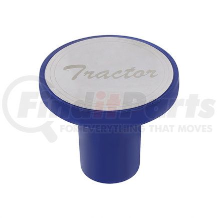 22979 by UNITED PACIFIC - Air Brake Valve Control Knob - "Tractor", Aluminum, Screw-On, with Stainless Plaque, Indigo Blue