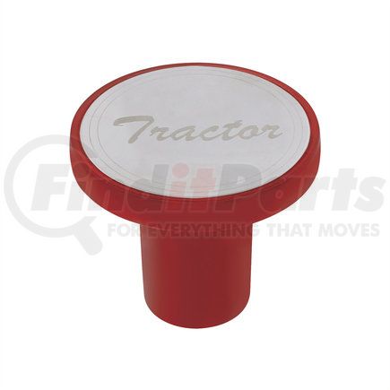 22982 by UNITED PACIFIC - Air Brake Valve Control Knob - "Tractor", Aluminum, Screw-On, with Stainless Plaque, Candy Red