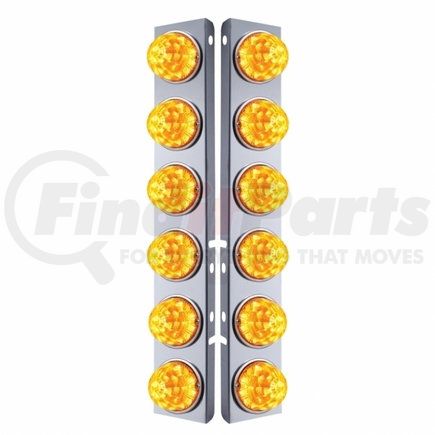 39634 by UNITED PACIFIC - Air Cleaner Light Bar - Front, Stainless Steel, with Bracket, Reflector Maze Cab Light, Amber LED and Lens, with SS Bezels, 17 LED Per Light, for Peterbilt Trucks