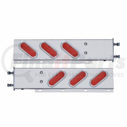 62806 by UNITED PACIFIC - Light Bar - Stainless Steel, Spring Loaded, Rear, Reflector/Stop/Turn/Tail Light, Red LED/Red Lens, with 3.75" Bolt Pattern, with Chrome Bezels, 19 LED per Light