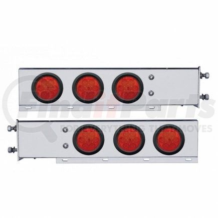63730 by UNITED PACIFIC - Light Bar - Stainless Steel, Spring Loaded, Rear, Reflector/Stop/Turn/Tail Light, Red LED/Red Lens, with 2.5" Bolt Pattern, with Rubber Grommets, 7 LED per Light
