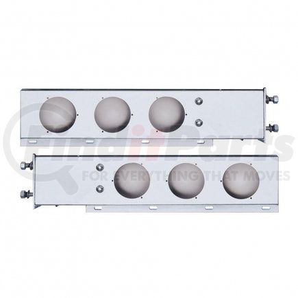 22237 by UNITED PACIFIC - Light Bar Bracket - 3.75" Bolt Pattern, Deluxe Stainless Spring Loaded Light Bar, with Six 4" Light Cut-Outs