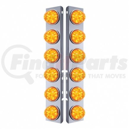 31978 by UNITED PACIFIC - Air Cleaner Light Box Panel - Stainless Steel, 12 Cutouts, 17 Amber LED/Lens, Watermelon Lights, with Bezel