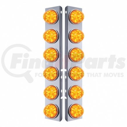 31978 by UNITED PACIFIC - Air Cleaner Light Bar - Front, Stainless Steel, with Bracket, Cab Light, Amber LED and Lens, with SS Bezels, 17 LED Per Light, for Peterbilt Trucks
