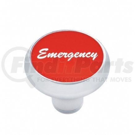23434 by UNITED PACIFIC - Air Brake Valve Control Knob - "Emergency" Deluxe, Red Aluminum Sticker