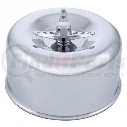 A6290 by UNITED PACIFIC - Air Cleaner Cover - 2-5/16", Single Barrel, Chrome, Short Neck Smooth, with 3-Wing Screw