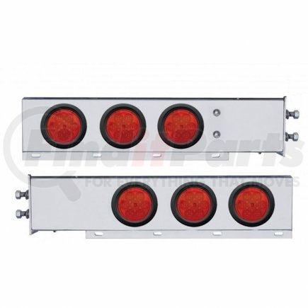 63734 by UNITED PACIFIC - Light Bar - Stainless Steel, Spring Loaded, Rear, Reflector/Stop/Turn/Tail Light, Red LED/Red Lens, with 2" Bolt Pattern, with Rubber Grommets, 7 LED per Light