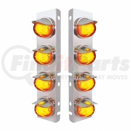 34436 by UNITED PACIFIC - Air Cleaner Light Box Panel - Stainless Steel, 8 Cutouts, 9 Amber LED/Lens, Watermelon Lights, with Visor