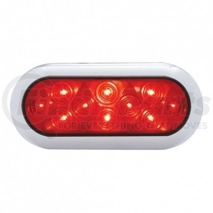 38900 by UNITED PACIFIC - Brake / Tail / Turn Signal Light - 6" Oval Flange Mount Light With Bezel, 10 LED, Red LED/Lens