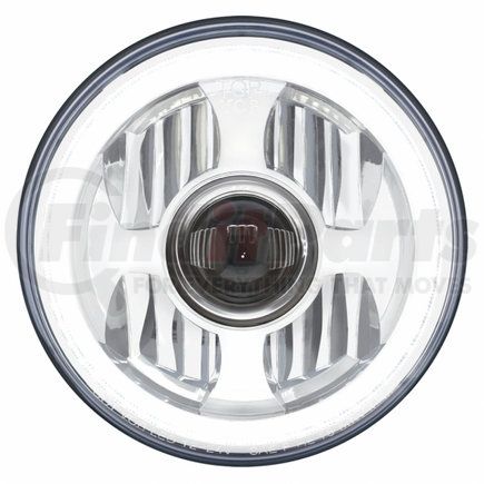31496 by UNITED PACIFIC - Projection Headlight - RH/LH, 7" Round, Chrome Housing, High/Low Beam, with Dual Function LED Halo Ring (Amber/White)