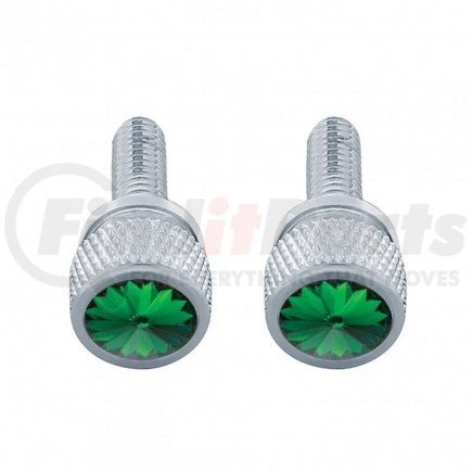 23810P by UNITED PACIFIC - Dash Panel Screw - 2-Pack, 3/4", Short M6, with Green Crystal, for Kenworth