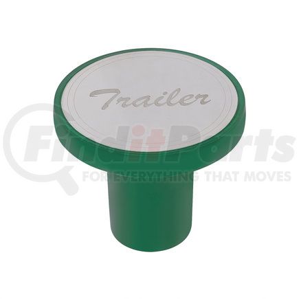 22985 by UNITED PACIFIC - Air Brake Valve Control Knob - "Trailer", Aluminum, Screw-On, with Stainless Plaque, Emerald Green