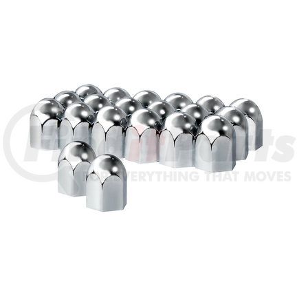 10057 by UNITED PACIFIC - Wheel Lug Nut Cover Set - Standard, 1.5" x 2.25", Chrome, Plastic, Push-On Style