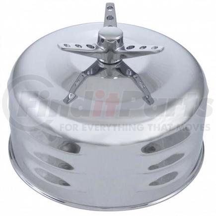 A6295 by UNITED PACIFIC - Air Cleaner Cover - 2-5/16", Single Barrel, Chrome, Short Neck Mushroom Louvered, with 3-Wing Screw