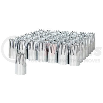 10562CB by UNITED PACIFIC - Wheel Lug Nut Cover Set - 33mm x 3 3/4", Chrome, Plastic, Crown, Thread-On