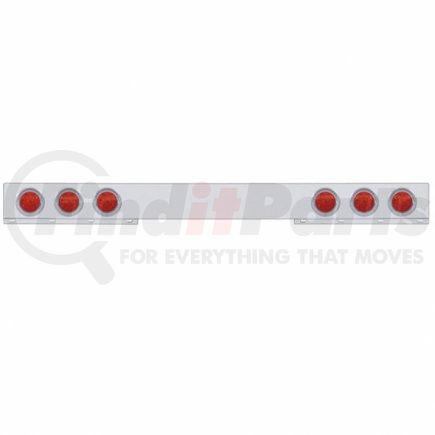 61736 by UNITED PACIFIC - Light Bar - Rear, One-Piece, Reflector/Stop/Turn/Tail Light, Red LED and Lens, Chrome/Steel Housing, with Chrome Bezels and Visors, 7 LED Per Light