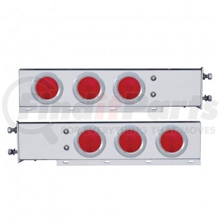 22239 by UNITED PACIFIC - Deluxe Spring Loaded Rear Light Bar - with 3.75" Bolt Pattern, Incandescent, Stop/Turn/Tail Light, Red Lens, with Chrome Plastic Light Bezels