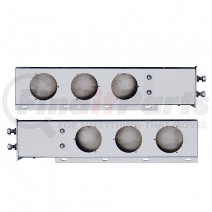 22301 by UNITED PACIFIC - Light Bar Bracket - 2-1/2" Bolt Pattern, Stainless Spring Loaded Light Bar, with Six 4" Light Cut-Outs