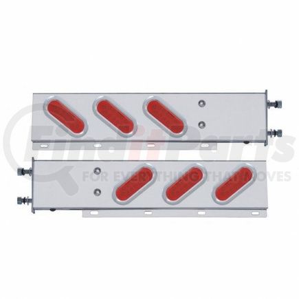 62302 by UNITED PACIFIC - Light Bar - Stainless Steel, Spring Loaded, Rear, Reflector/Stop/Turn/Tail Light, Red LED/Red Lens, with 3.75" Bolt Pattern, with Chrome Bezels, 12 LED per Light