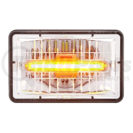 31150 by UNITED PACIFIC - Headlight - RH/LH, 4 x 6", Rectangle, Chrome Housing, Low Beam, with Amber 9 LED Position Light