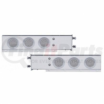 61801 by UNITED PACIFIC - Light Bar - Stainless Steel, Spring Loaded, Rear, Stop/Turn/Tail Light, Red LED/Clear Lens, with 3.75" Bolt Pattern, with Chrome Bezels and Visors, 36 LED per Light