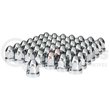 10049CB by UNITED PACIFIC - Wheel Lug Nut Cover Set - 33mm x 2 3/4", Chrome, Plastic, Bullet, Push-On Style