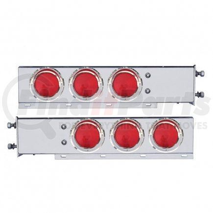 31619 by UNITED PACIFIC - Light Bar - Rear, Spring Loaded, with 3.75" Bolt Pattern, Incandescent, Stop/Turn/Tail Light, Red Lens, Chrome Steel Housing, with Chrome Plastic Light Bezels and Visors