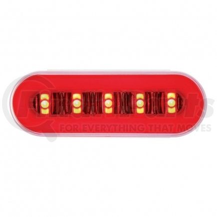 36924 by UNITED PACIFIC - Brake / Tail / Turn Signal Light - Carded, 6" Oval GloLight With Divider Bar Inner Design, 22 LED, Red LED/Red Insert