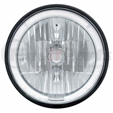 31285 by UNITED PACIFIC - Headlight - Crystal, Driver/Passenger Side, 7 in. Round, with Chrome Housing, 9007 Bulb, with White LED Halo Ring